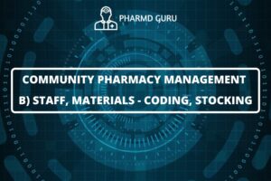 COMMUNITY PHARMACY MANAGEMENT B) STAFF, MATERIALS - CODING, STOCKING